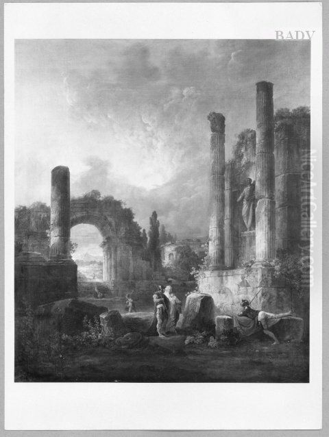Roman Ruins Oil Painting by Hubert Robert