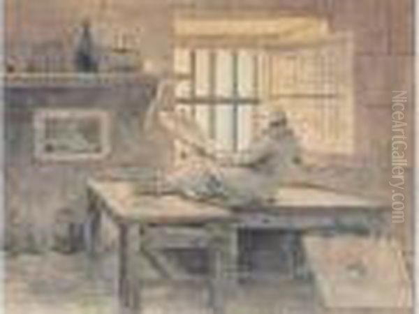 Paris - Paris 
 Autoportrait En Prison Oil Painting by Hubert Robert