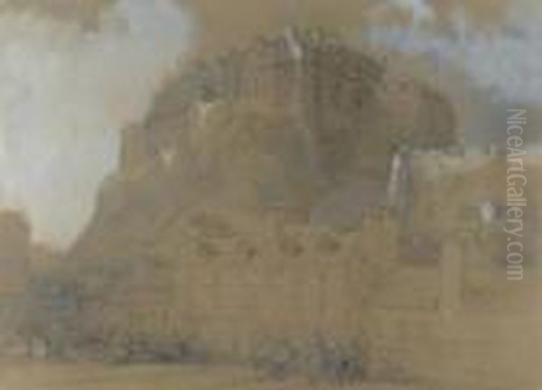 Edinburgh Castle From The Grassmarket Oil Painting by David Roberts