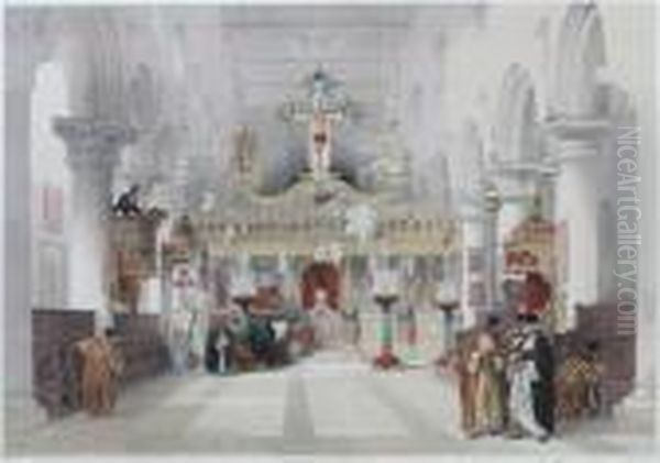 The Holy Land And Egypt: 
Interior View, Chapel Of Convent Of Saint Catherine, Mount Sinai Oil Painting by David Roberts