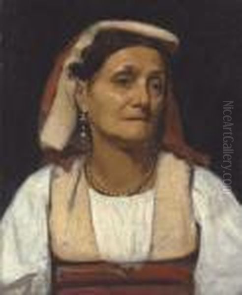Italian Woman Oil Painting by Theodore Robinson