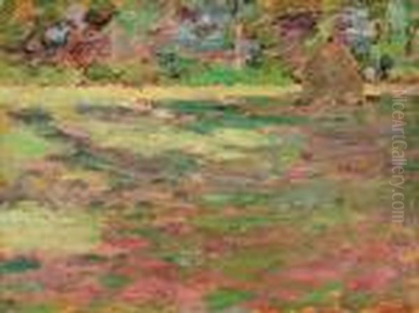 Haystack Oil Painting by Theodore Robinson