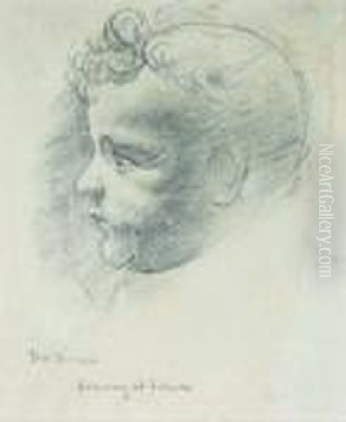 Study Of A Child; And A Companion Drawing Oil Painting by Theodore Robinson