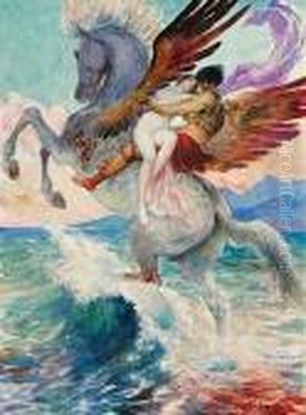 Persee Delivrant Andromede Oil Painting by Georges Antoine Rochegrosse