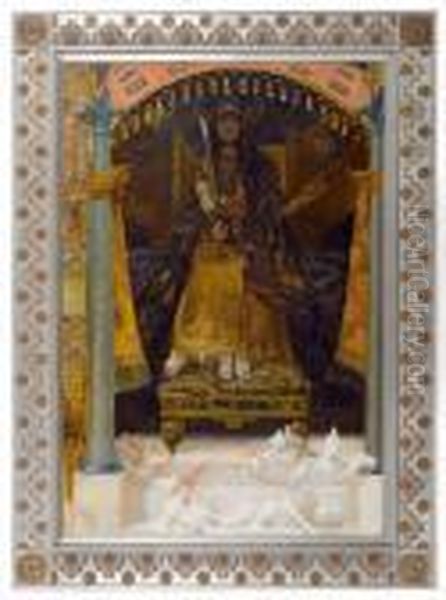 Figure Enthroned With Sword Oil Painting by Georges Antoine Rochegrosse