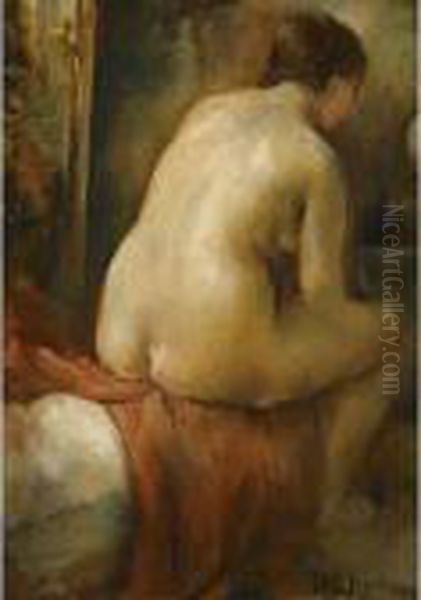 Seated Nude Oil Painting by Vera Rockline