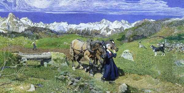 Springtime in the Alps Oil Painting by Giovanni Segantini