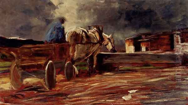 Taking A Drink Oil Painting by Giovanni Segantini