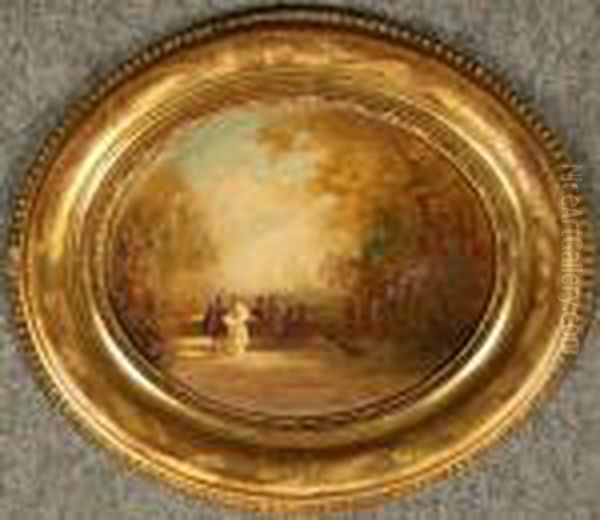 ''personaggi Al
 Parco''. Oil Painting by Leonardo Roda