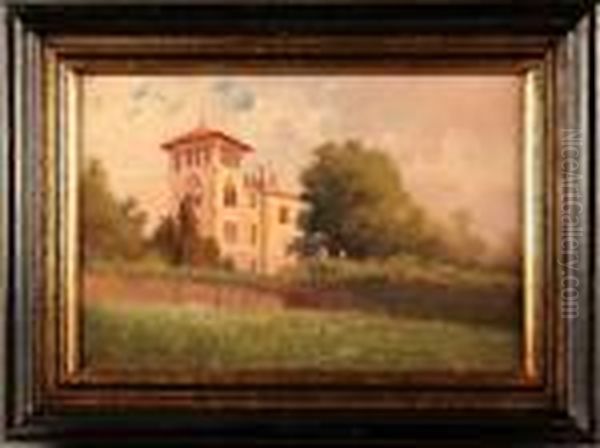 ''villa Lamberti Di 
Ivrea''. Oil Painting by Leonardo Roda