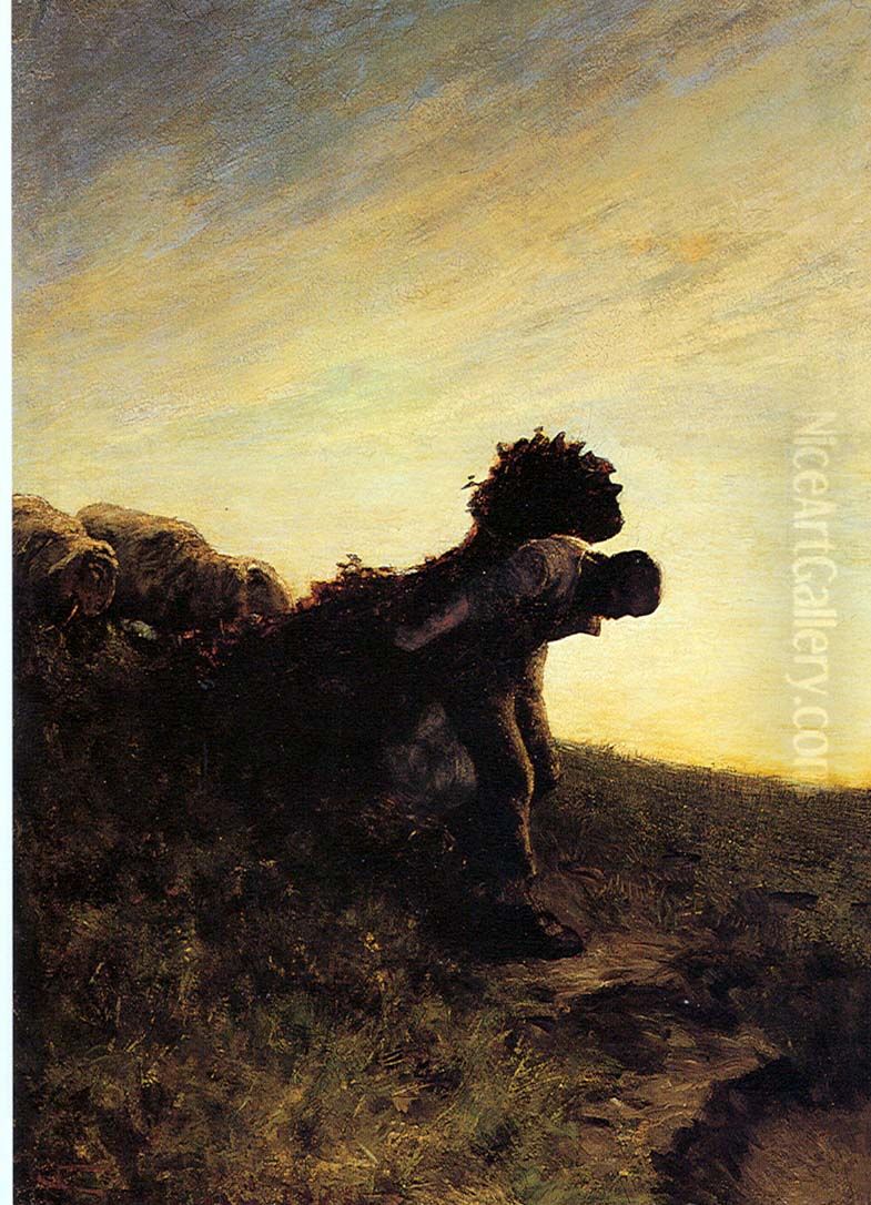 The last effort of the day Oil Painting by Giovanni Segantini
