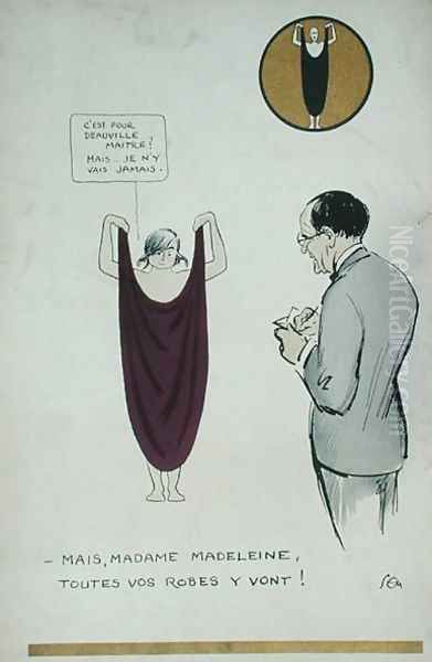 The Artist Drawing Madeleine Vionnet 1876-1975 from Le Nouveau Monde, 1923 Oil Painting by Georges Goursat Sem