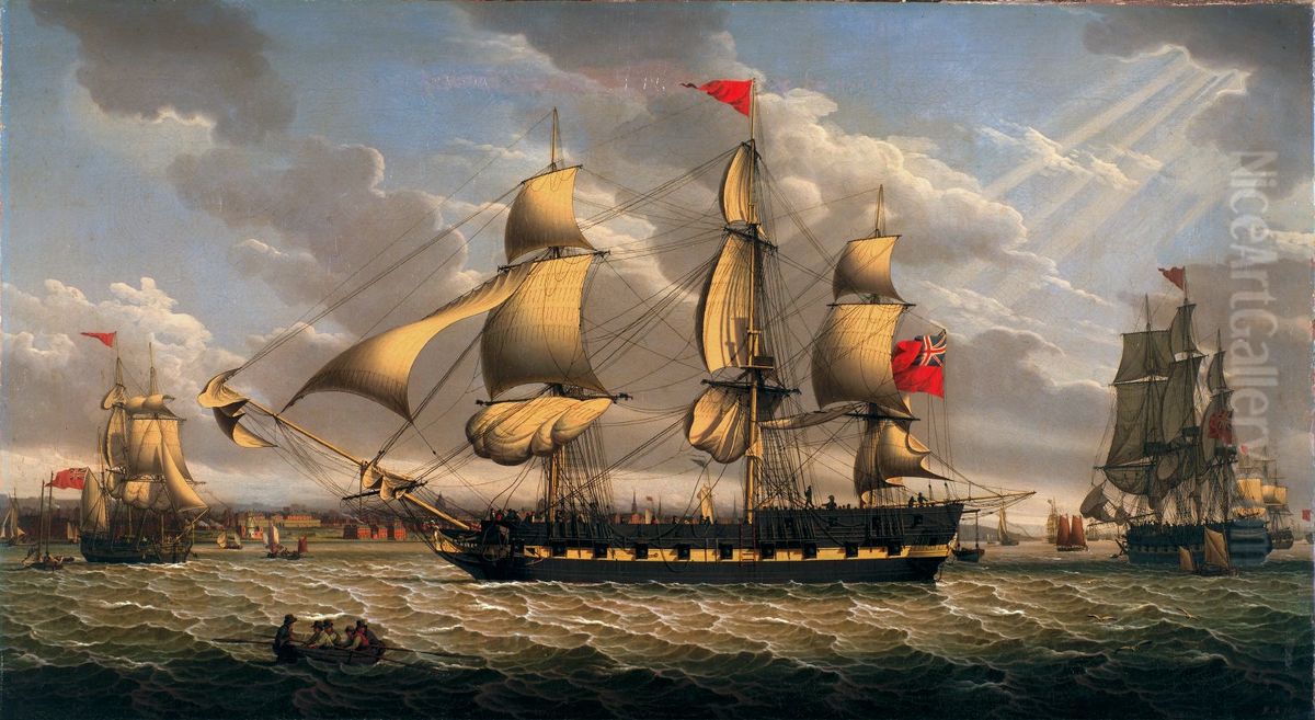 British Merchantman in the River Mersey off Liverpool Oil Painting by Robert Salmon