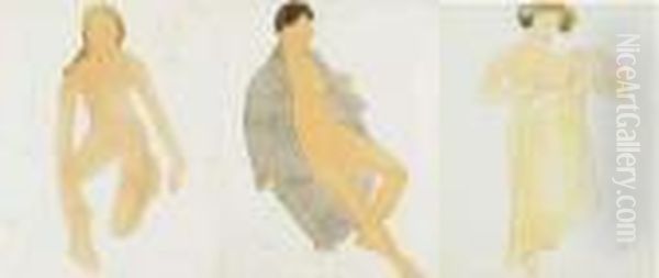 Etudes De Nus (planches 
Vraisemblablement Refusees Pour Le Jardin Des Supplices D'octave 
Mirbeau). 1899-1900 Oil Painting by Auguste Rodin