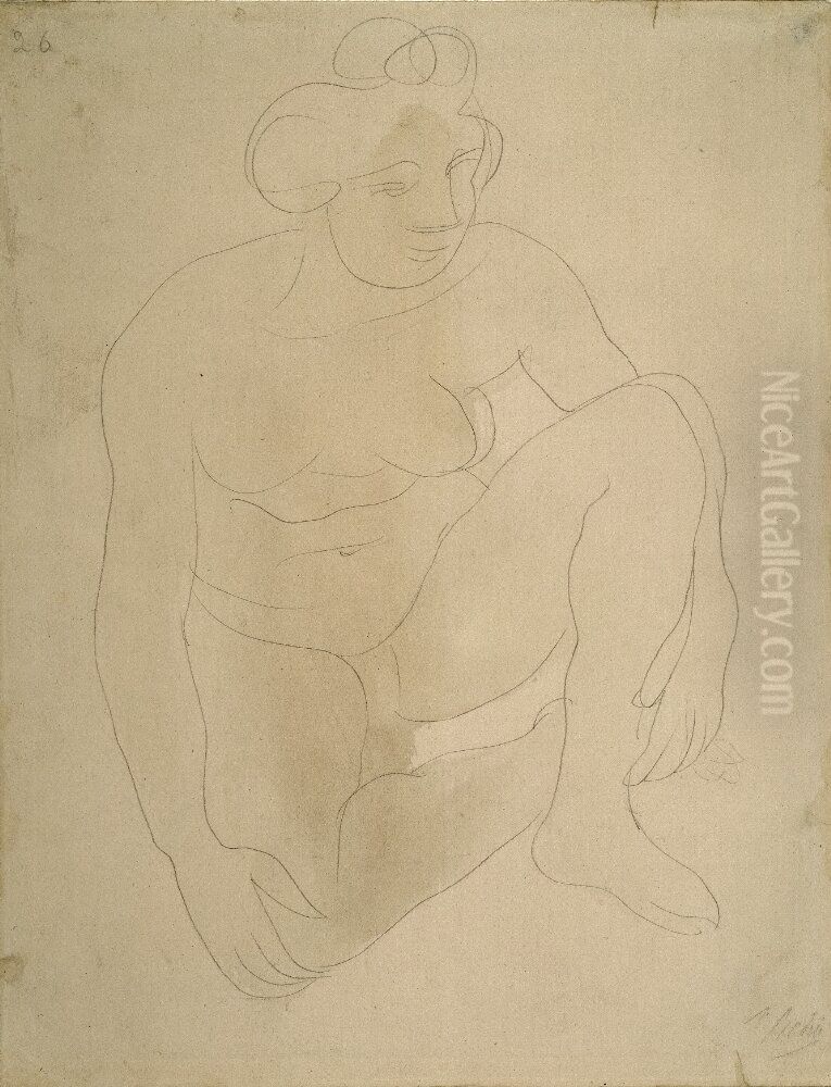 Seated Nude Oil Painting by Auguste Rodin