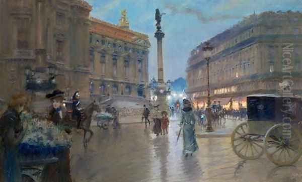 Place de L'Opera, Paris Oil Painting by Georges Stein