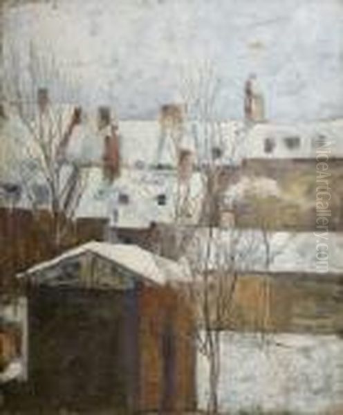 Dacher In Weimar Im Winter Oil Painting by Christian Rohlfs