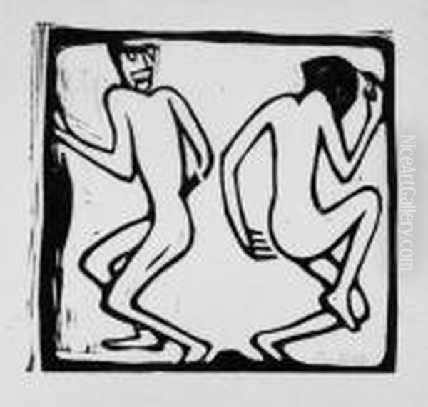 Zwei Tanzende Oil Painting by Christian Rohlfs