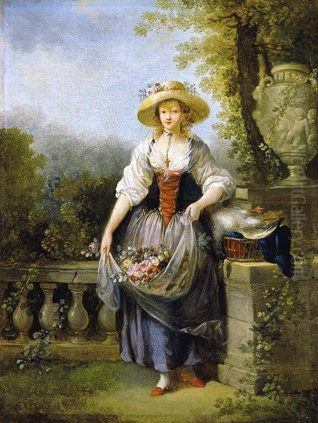 Gardener in Straw Hat Oil Painting by Jean-Frederic Schall