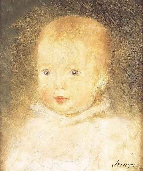 Baby Felix 1874 Oil Painting by Pal Merse Szinyei