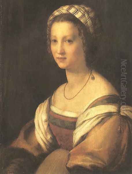 Portrait of the Artist's Wife 1513 Oil Painting by Andrea Del Sarto