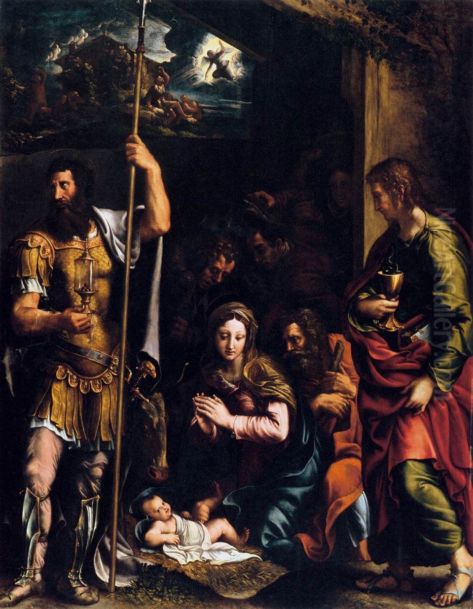 The Adoration Of The Shepherds Oil Painting by Giulio Romano (Orbetto)