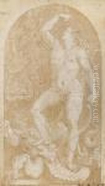 Apollo Als Sieger Uberden Drachen Oil Painting by Giulio Romano (Orbetto)