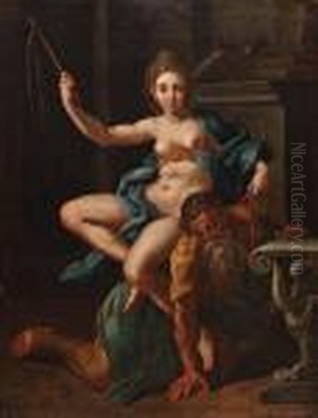 Minerve Domptant Le Temps Oil Painting by Giulio Romano (Orbetto)