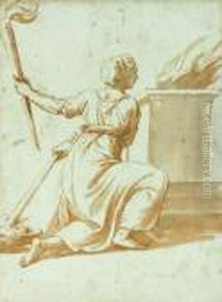 Etude D'une Vestale Oil Painting by Giulio Romano (Orbetto)