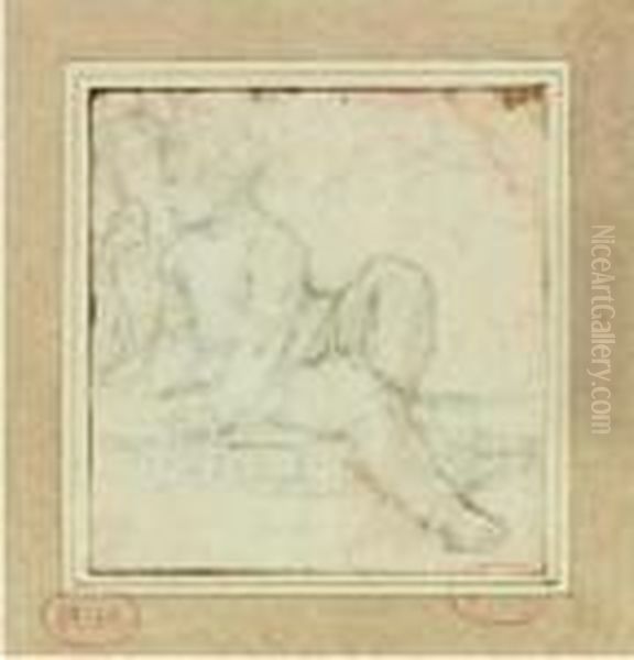 Deux Personnages, L'un Debout L'autre Agenouille Oil Painting by Giulio Romano (Orbetto)