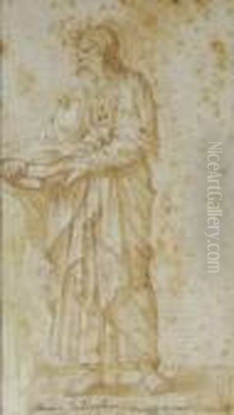 An Evangelist Oil Painting by Giulio Romano (Orbetto)