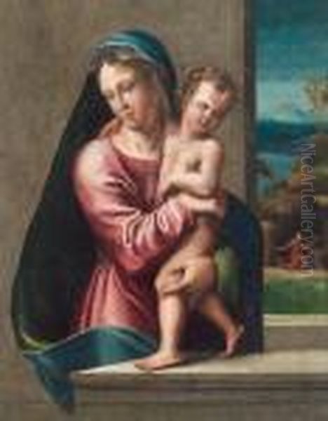 Madonna Con Il Bambino In Un Paesaggio Oil Painting by Giulio Romano (Orbetto)