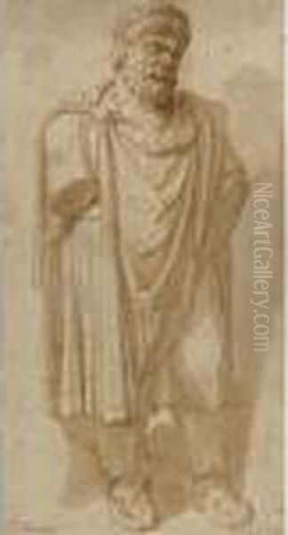 Standing Male Figure After The Antique Oil Painting by Giulio Romano (Orbetto)