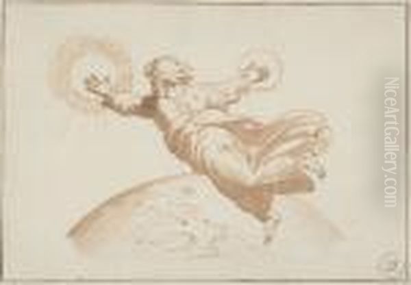 Creation Of The Sun And Moon After The Fresco In The Loggia Di Raffaello Oil Painting by Giulio Romano (Orbetto)