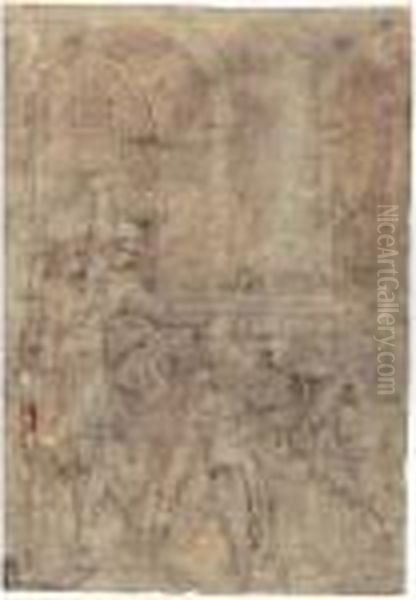 A Soldier Decapitating A Kneeling Figure Oil Painting by Giulio Romano (Orbetto)