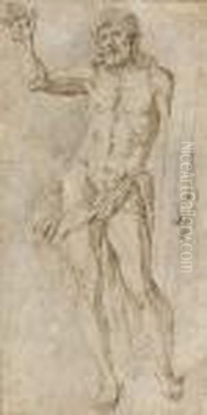 Black Chalk, Pen And Brown Ink On Light Brown Paper Oil Painting by Giulio Romano (Orbetto)