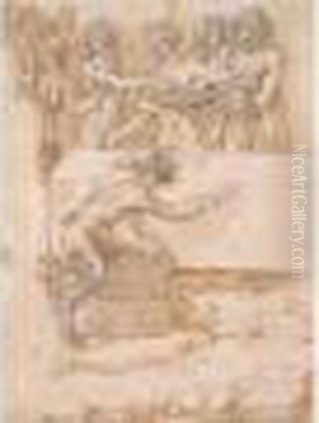 L'accueil Des Dieux Au Banquet Des Noces De Psyche Et L'amour Oil Painting by Giulio Romano (Orbetto)