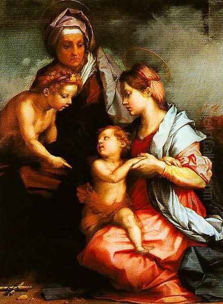 Madonna and Child with SS Elizabeth and the Young John (The Medici Holy Family) Oil Painting by Andrea Del Sarto