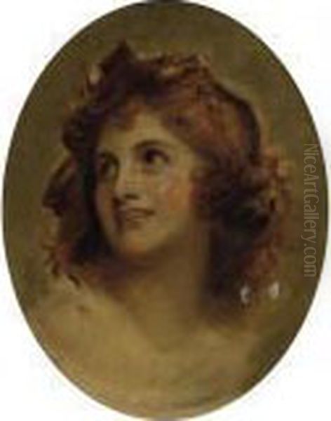 Head Study Of A Lady, 
Traditionally Identified As Lady Hamilton Aseuphrosyne, In A Feigned 
Oval Oil Painting by George Romney