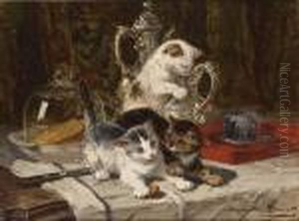 Tea Time Oil Painting by Henriette Ronner-Knip