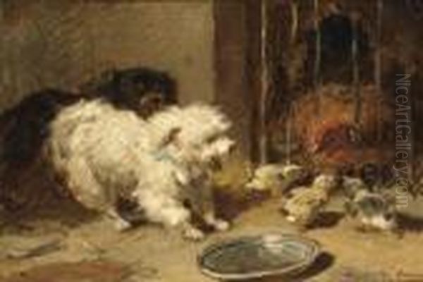 Aanval En Verdeediging Oil Painting by Henriette Ronner-Knip