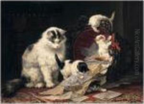 De Snippermand (the Waste Paper Basket) Oil Painting by Henriette Ronner-Knip