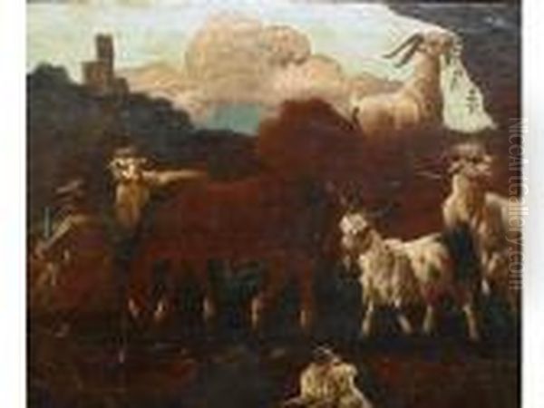 Paesaggio
Con Pastore E Armenti Oil Painting by Philipp Peter Roos