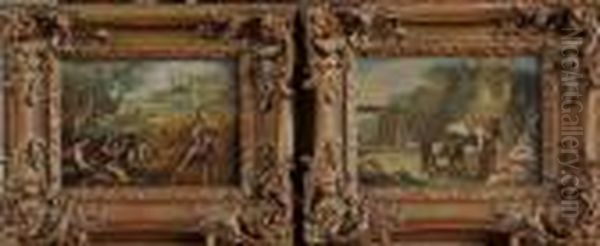 < Scene Des 
Champs Et De Troupeau >. Oil Painting by Philipp Peter Roos