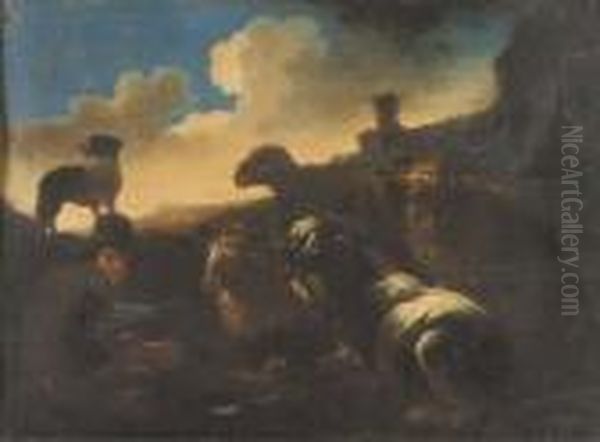 Pastore Con Armenti Oil Painting by Philipp Peter Roos