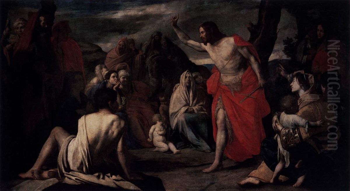 The Preaching of St John the Baptist in the Desert Oil Painting by Massimo Stanzione