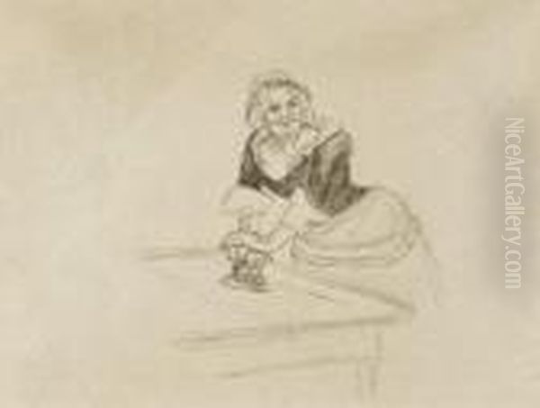 La Repasseuse Oil Painting by Felicien Rops