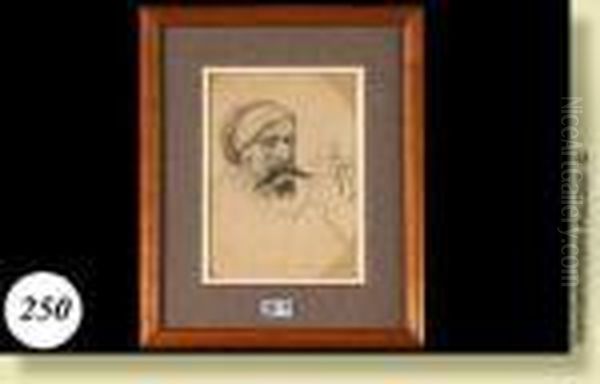 Portrait D'homme, Fusain Sur 
Papier Decoupe Et Colle Surpapier Brun. Monogramme Au Milieu A Droite 
F.r. Pour Felicien Rops.ecole Belge. Dim.: 17x12 Cm Oil Painting by Felicien Rops