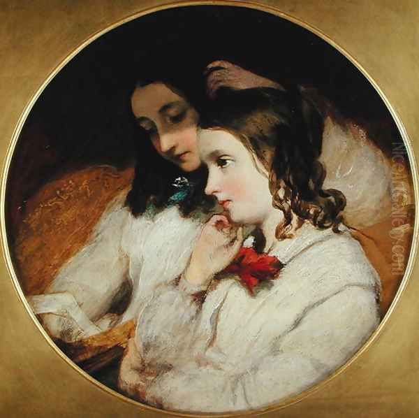 Study of Two Girls, 1848 Oil Painting by James Sant