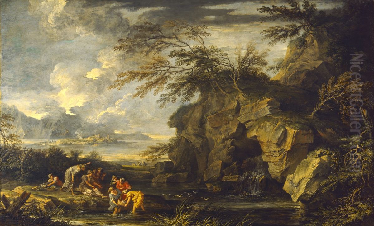The Finding Of Moses Oil Painting by Salvator Rosa
